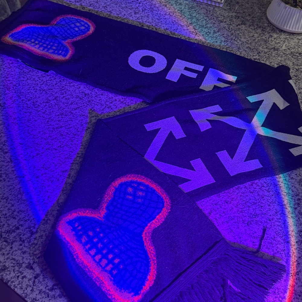 Off-White Black and Purple Graphic Scarf